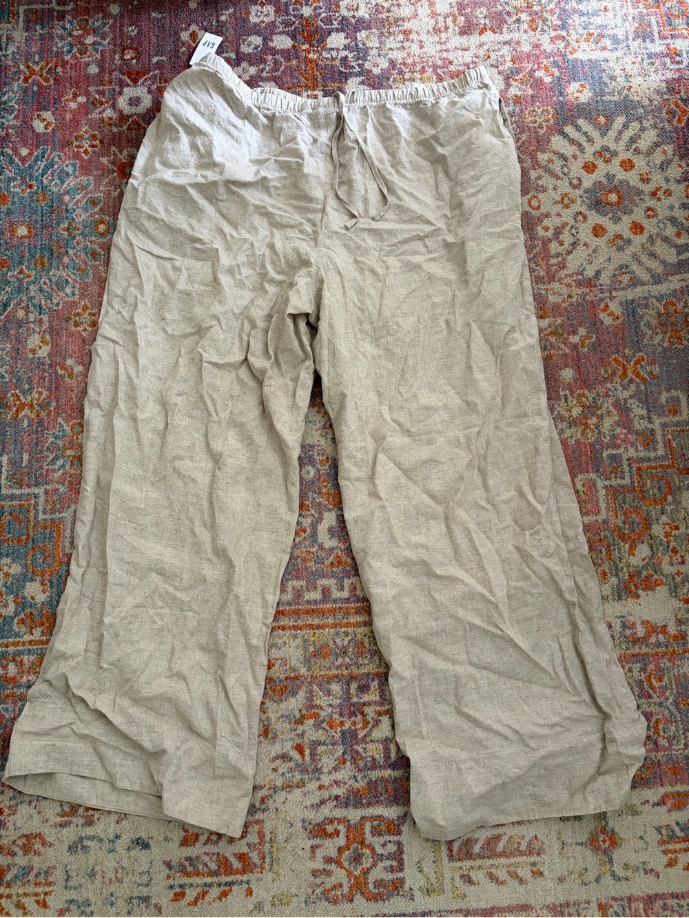 GAP Drawstring Linen-Blend Pants - Light Beige